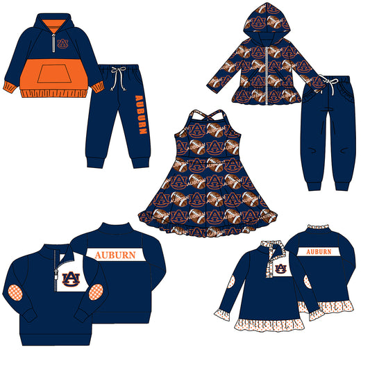 Custom moq 5 mix size milk silk summer teams baby girls clothes blue hooded long sleeve pants sets and boy sets and dress and tops 2-25.8.19