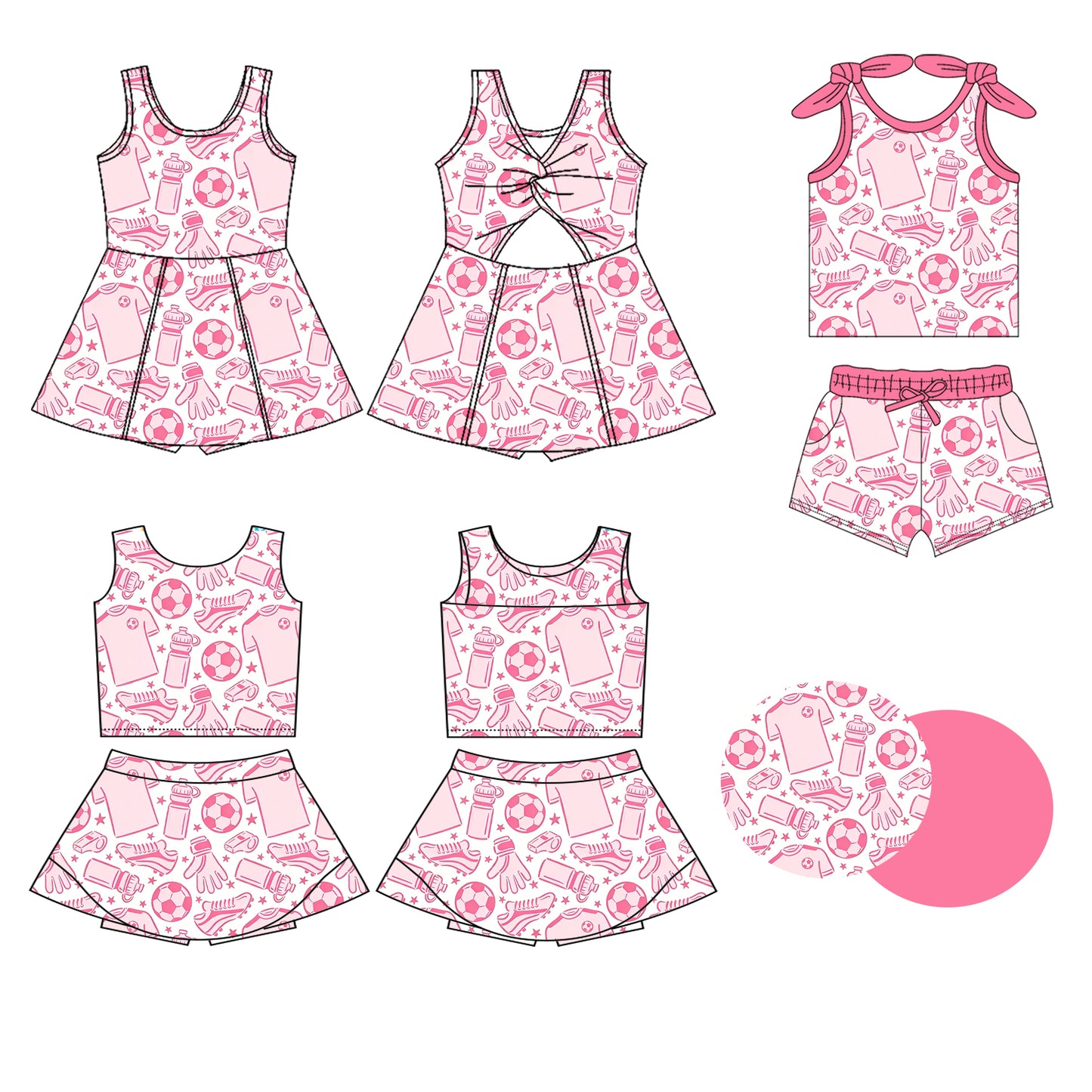 3.26 Custom moq 5 mix size Sibling Baby Girls Pink Sleeveless Top And Shorts Set Sleeveless Top And Skirt Sets Dress Yoga Outfit