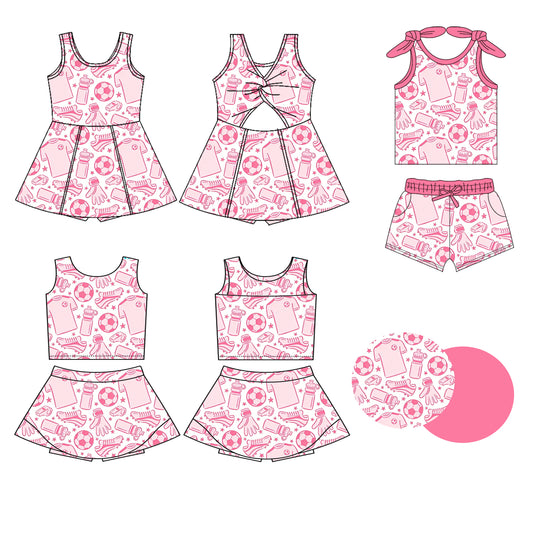3.26 Custom moq 5 mix size Sibling Baby Girls Pink Sleeveless Top And Shorts Set Sleeveless Top And Skirt Sets Dress Yoga Outfit