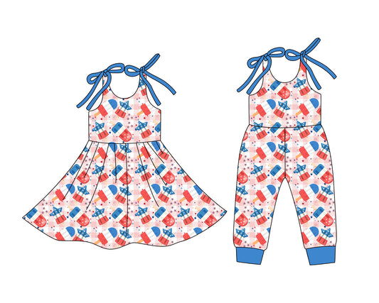 25.12.27 custom each style moq 5 eta 6-8week Sibling Sister baby short sleeve romper and dress match design
