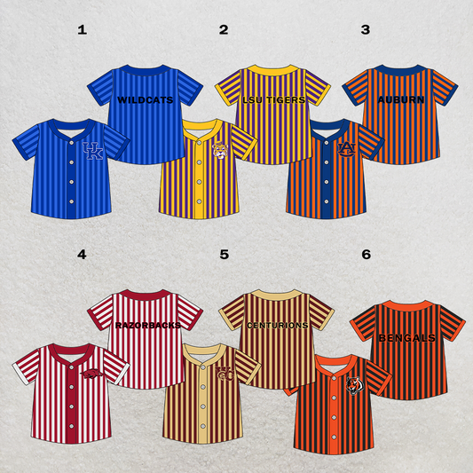 custom moq 5 mix size XY062501 Baby Boys Stripe Team Button Down Short Sleeve Casual Shirt Top