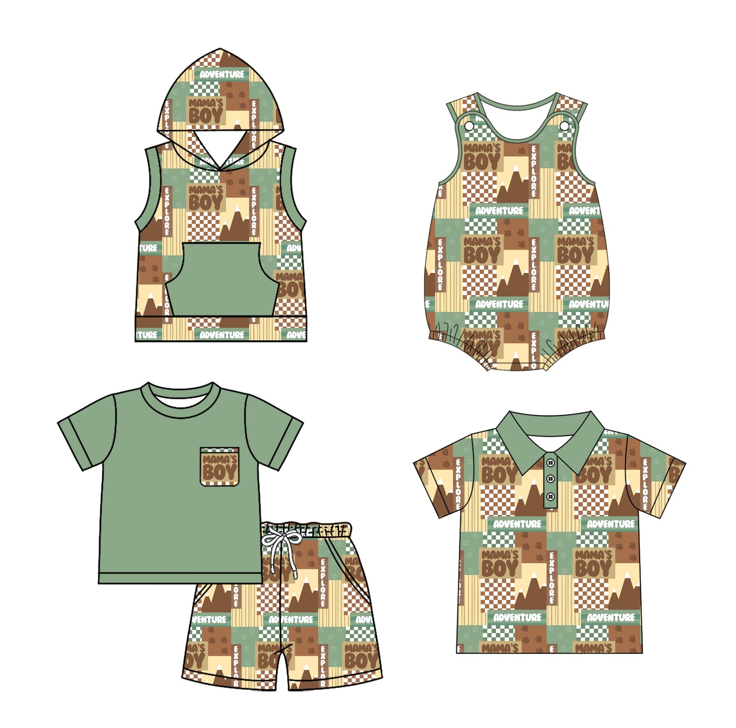 2.11 custom each style moq 5eta 4-6week Sibling Sister mama boy baby girl sets and boy rompers 1 and romper 2 and top match family design