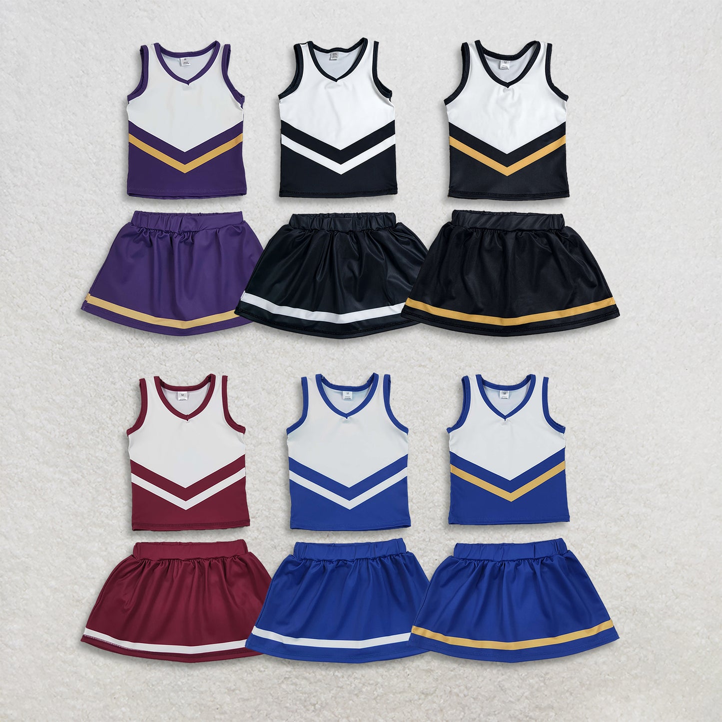 RTS NO MOQ Sibling yoga fabric Baby Girls Cute Stripe Tank Top Skort Team Active Set