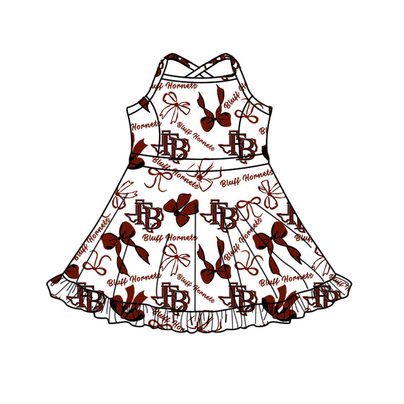 Custom moq 5 mix size milk silk summer teams baby girls clothes bow brick red hooded long sleeve pants sets and dress and top and hooded top and pant-25.8.13