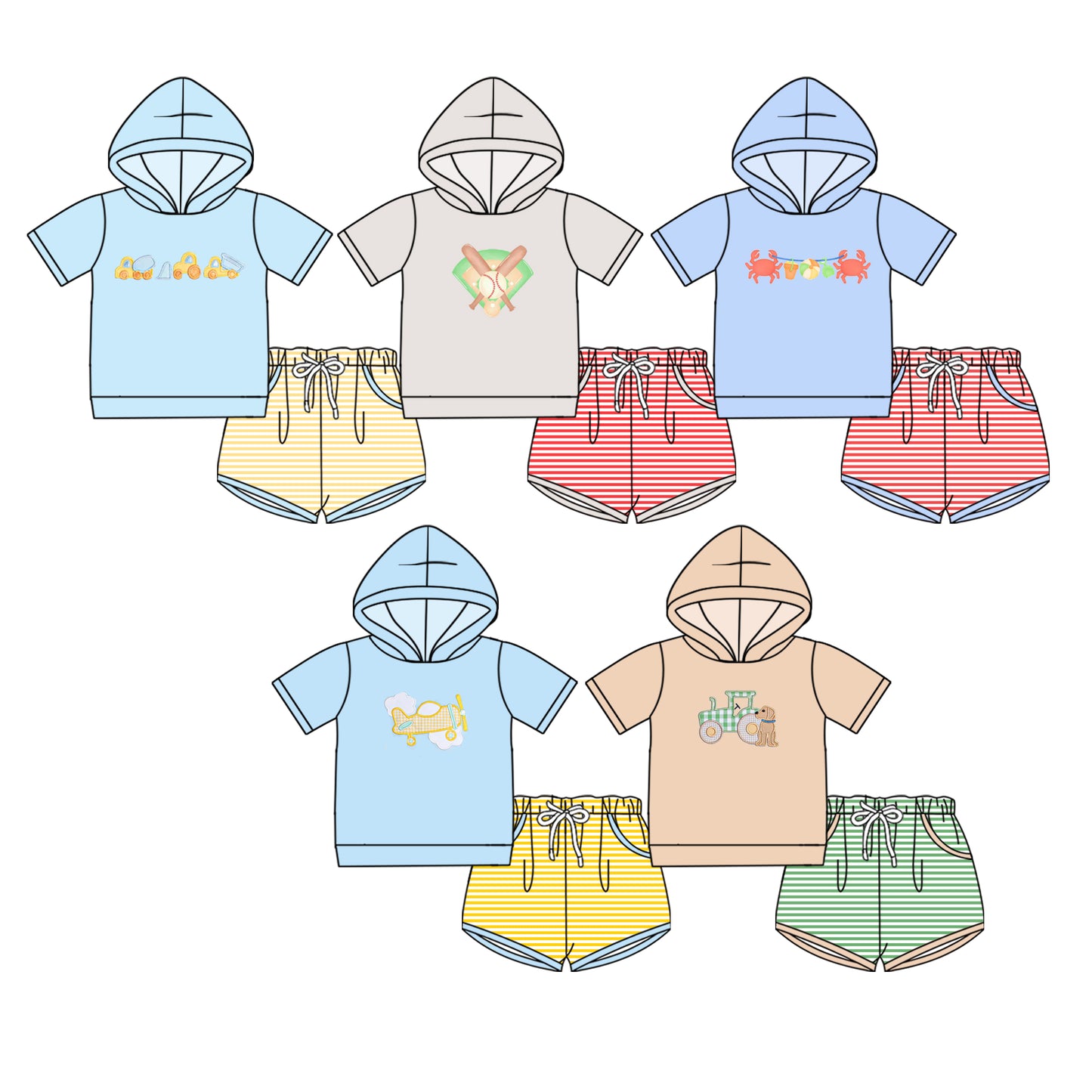 25.10.29 custom each style moq 5 eta 6-8week Sibling Sisters baby boy clothes short sleeve shorts sets 5 match family design