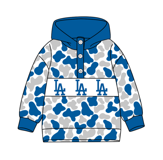 2-Custom moq 8 mix size milk silk summer team baby boy clothes camouflage blue and gray hooded long sleeve top-25.10.9