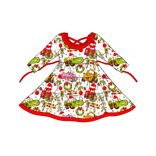 8.20 custom each style moq 5eta 4-6week baby girls clothes Christmas long sleeve dress