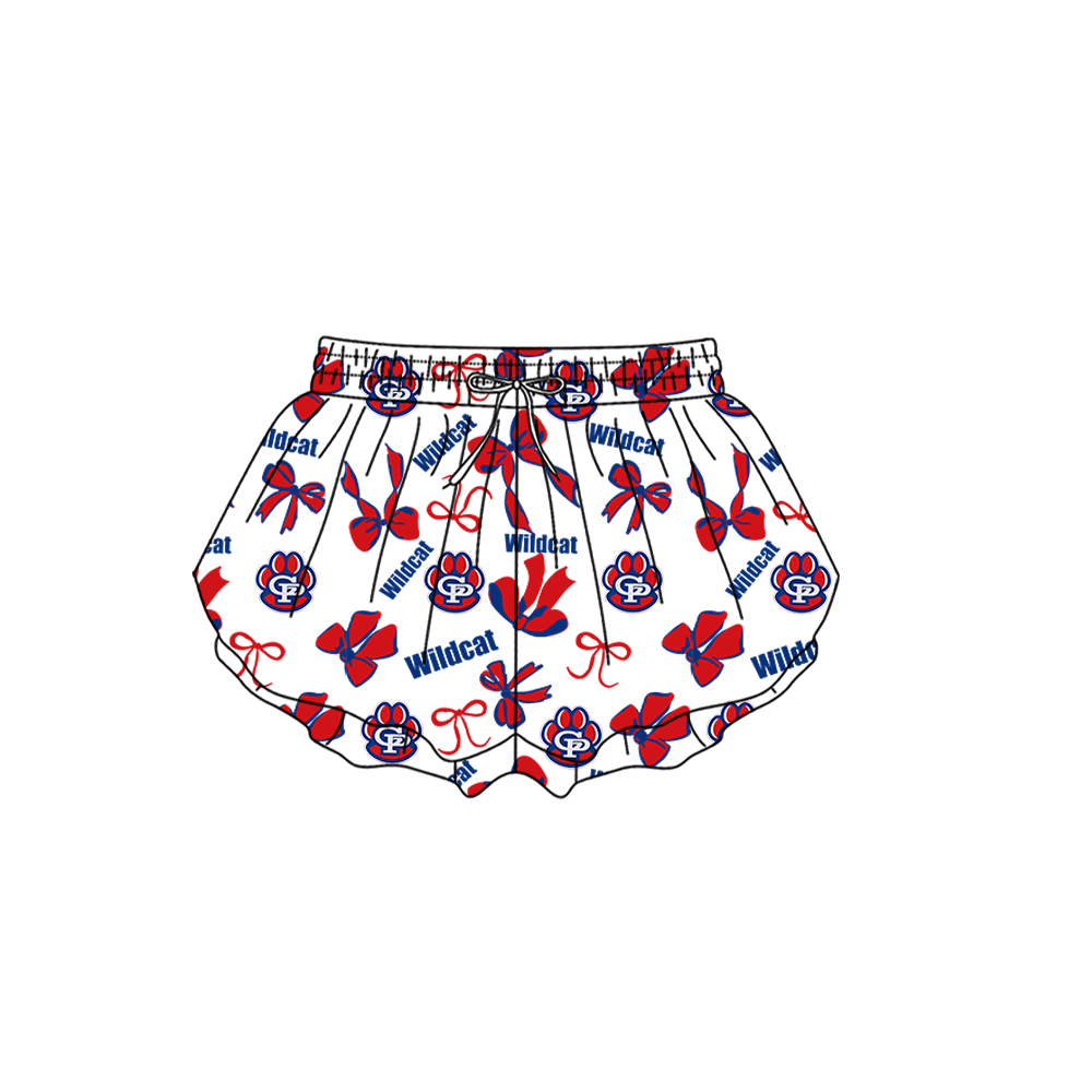 custom moq 5 mix size MSD072401 Baby Girls Bows Summer Print White Yoga Shorts Casual Active Bottoms