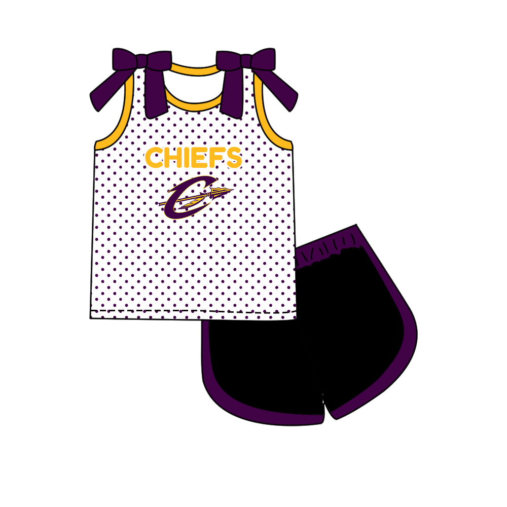 Custom moq 5 mix size milk silk summer teams Girls Polka Dot Top Shorts Set Top Skirt Short Set Zipper Pullover Jogger Pants Set Purple Pullover Tops