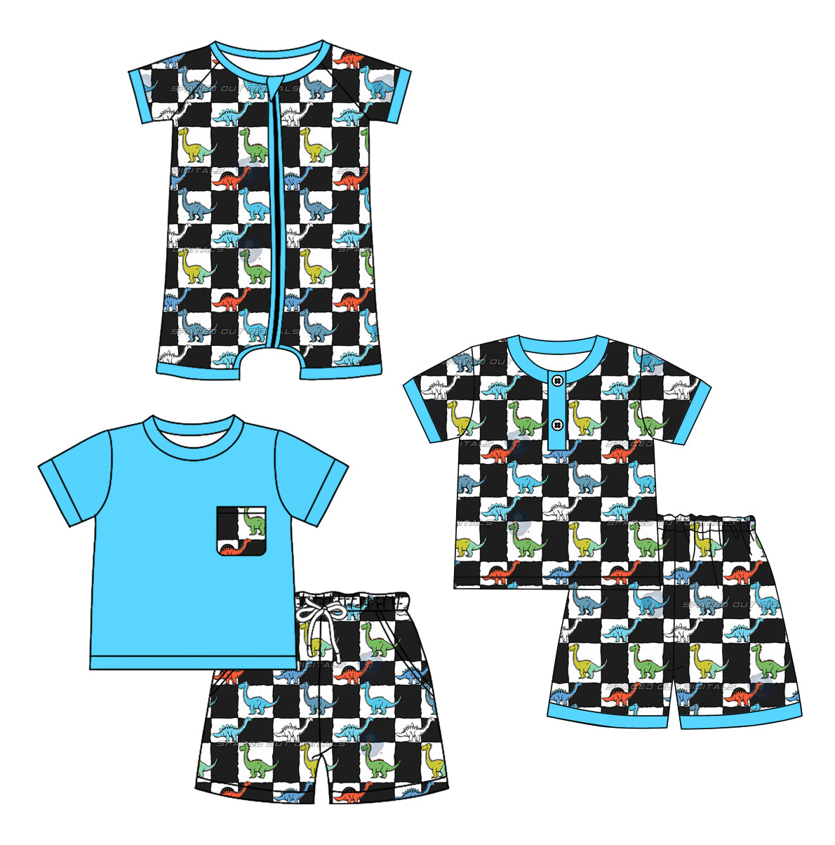 12.21 custom each style moq 5eta 4-6week Sibling Sister dinosuar baby boy short sleeve shorts set 1 and sets 2 and boy romper match design