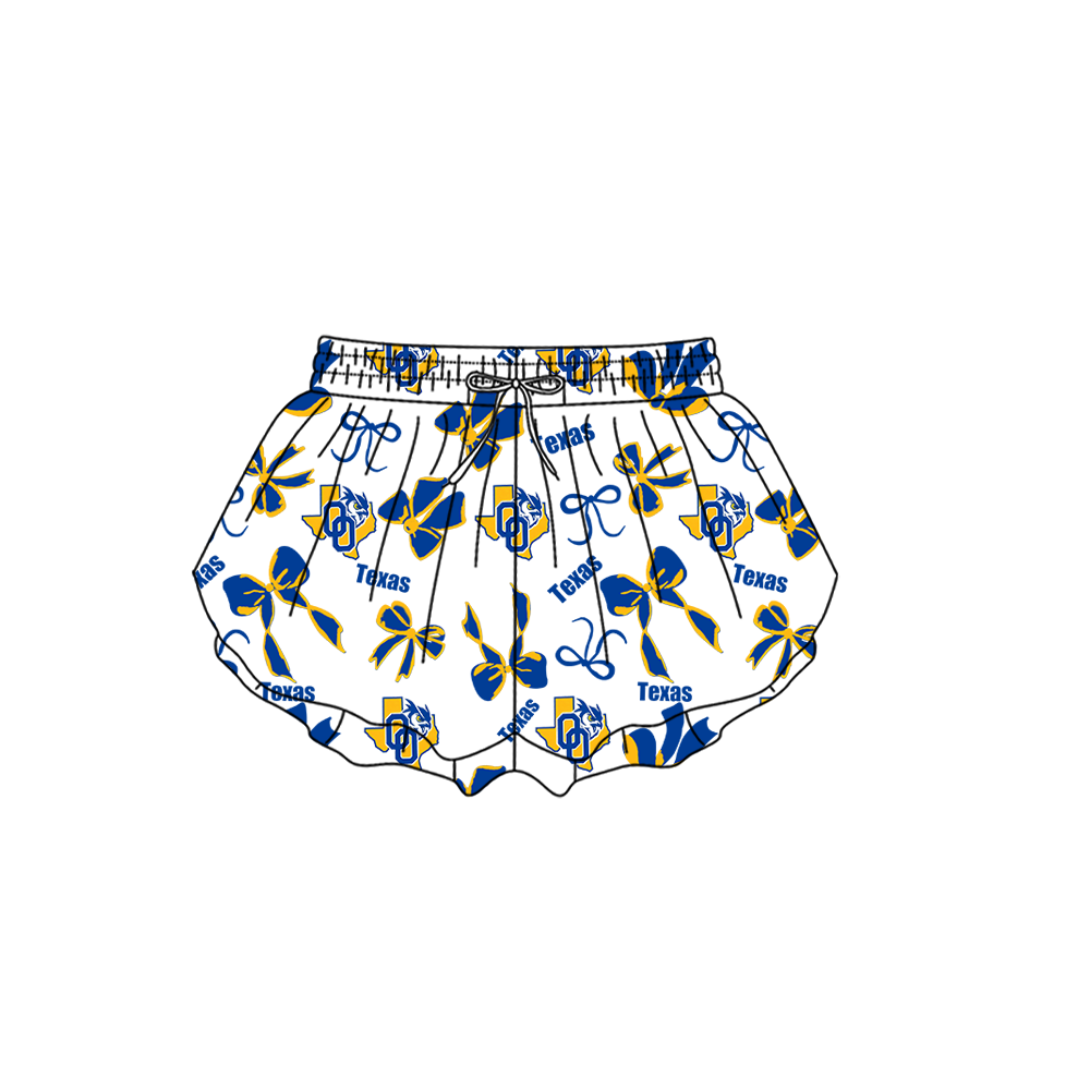 custom moq 5 mix size MSD073001 Baby Girls Bows Print Yoga White Shorts Casual Active Wear Team Bottoms