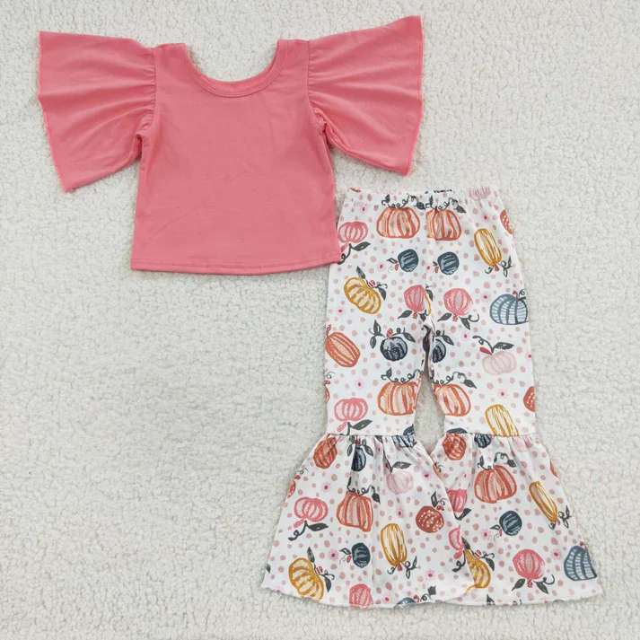 RTS NO MOQ Sibling baby girl clothes Halloween short sleeve pants Sets