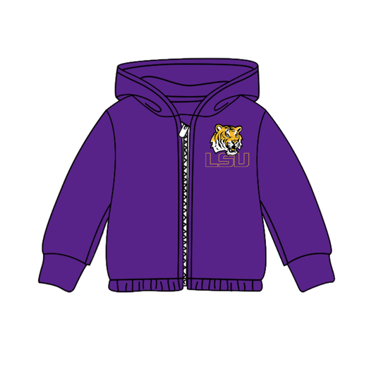 Custom moq 5 mix size milk silk baby girls clothes team purple hooded long sleeve top-25.8.2