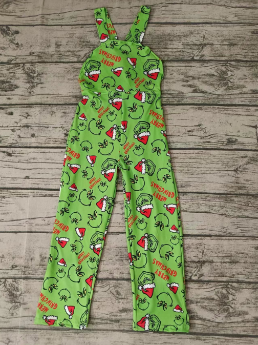 Custom moq 3 eta 6-7weeks  Christmas Green Haired Sharp Mouth Monster Green Overalls