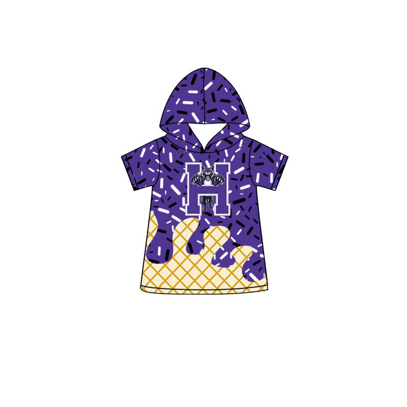 Custom Special character style tops and shorts.  Purple Golden Beach