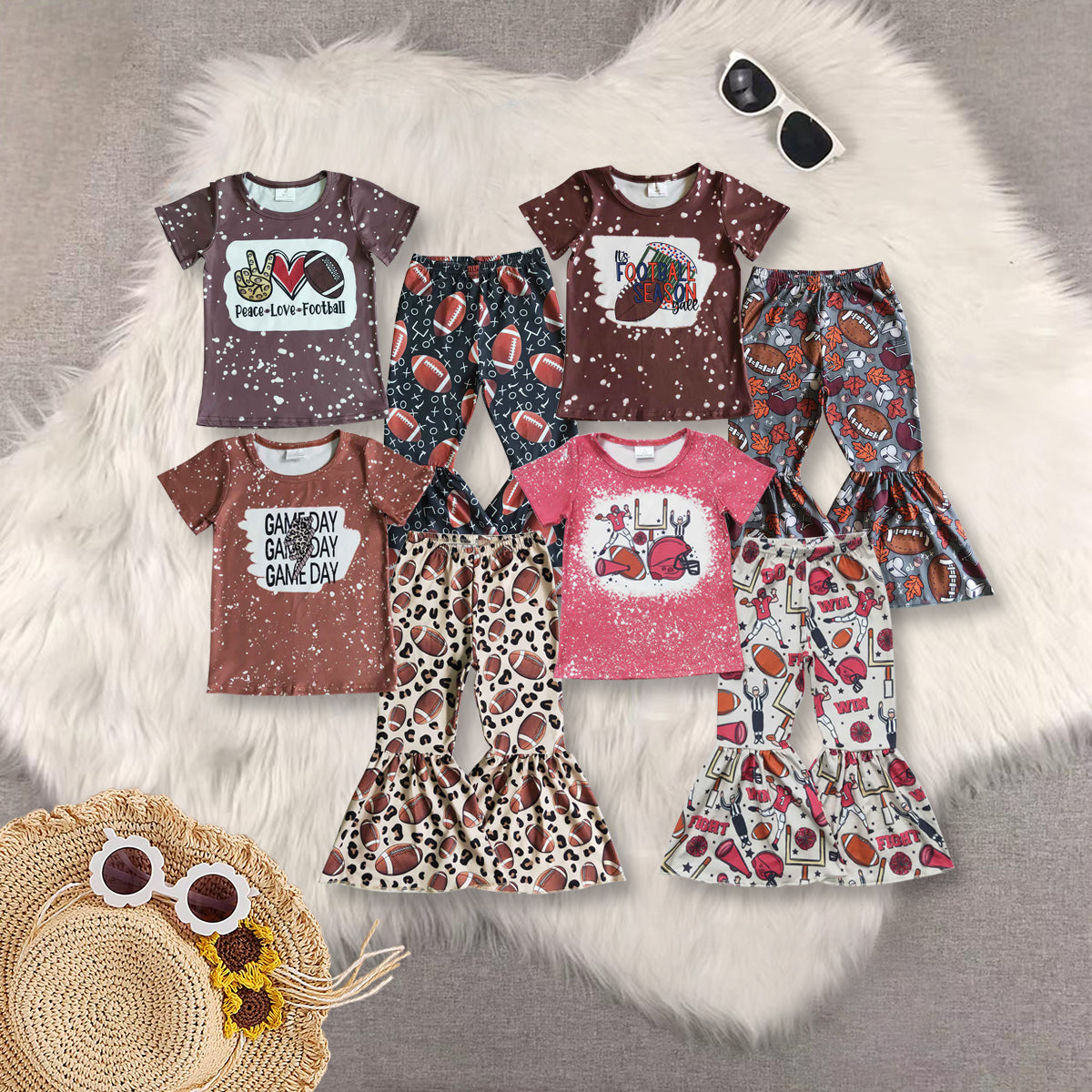 RTS NO MOQ Sibling Baby Girls clothes short sleeve pants Clothes Sets