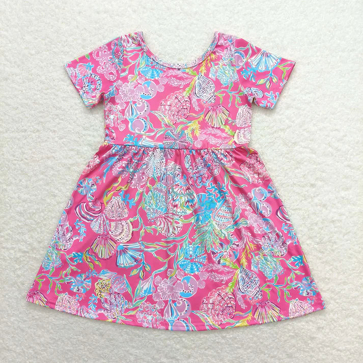 RTS baby girls clothes floral pattern short Sleeve dress