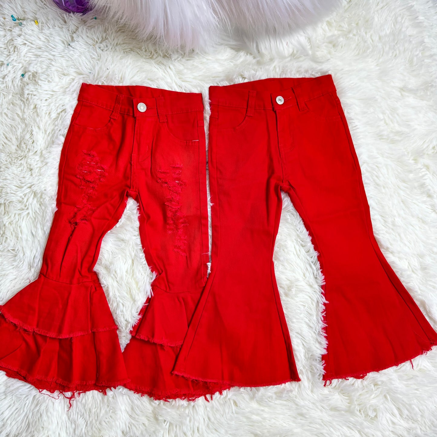 RTS NO MOQ Sibling Baby Girls Clothes Jeans: Flared & Ripped