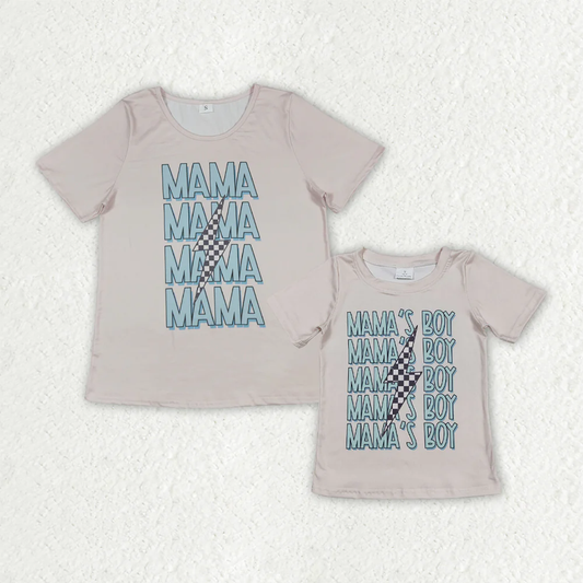 Sibling RTS NO MOQ Adult baby boys clothes MAMA adult short sleeve top and kids top