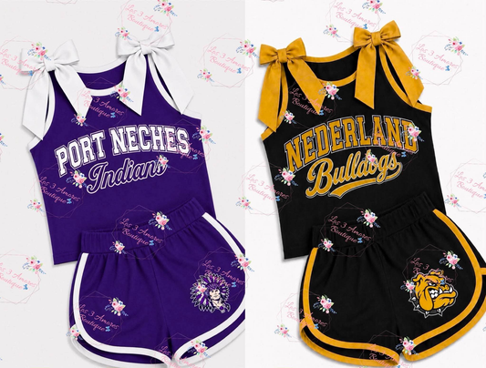 custom moq 5 mix size BAMA02 Baby Girls Bow Sleeveless Top Shorts Team Set