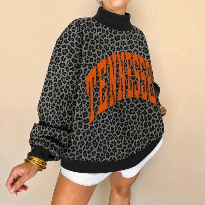 custom moq 5 mix size MYMSWN0102 Adult Team Leopard Print High Neck Sweatshirt Pullover Top Camo Print Drawstring Flare Bell Bottom Pants