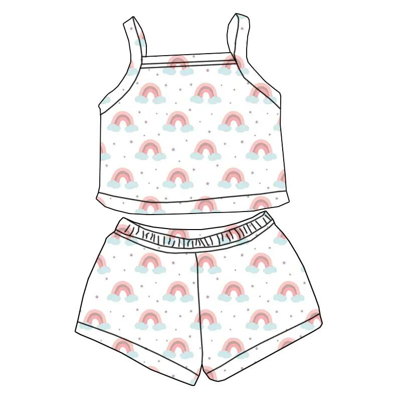 Custom summer baby girls clothes short sleeve shorts set