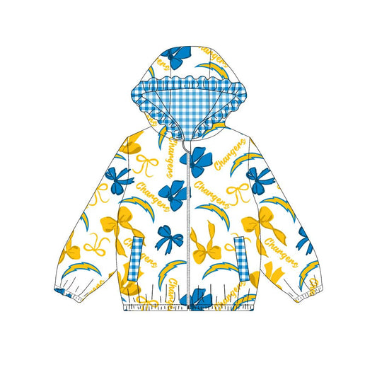 Custom moq 8 mix size milk silk summer team baby girls clothes bow sky blue and yellow hooded long sleeve top-25.9.27