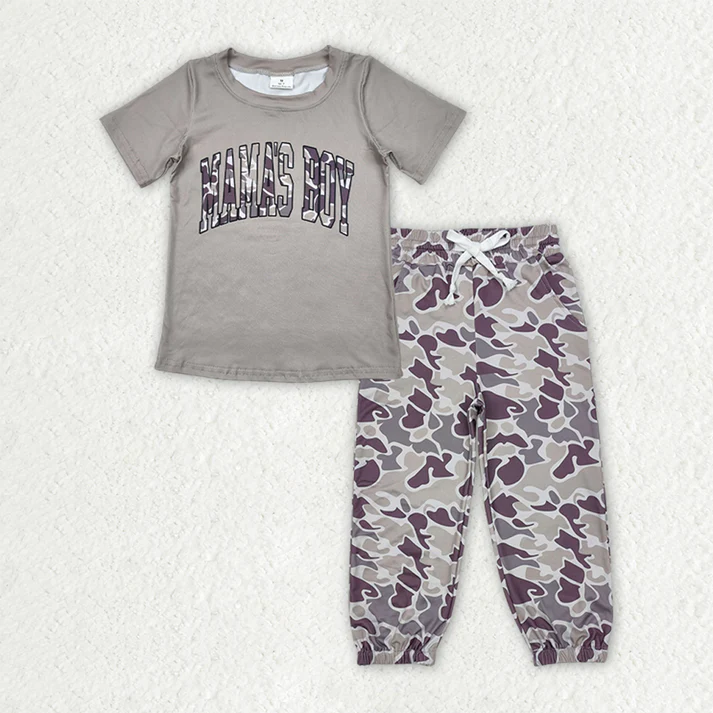 RTS Boys and girls camouflage MAMA BOY Short Sleeve pants sets