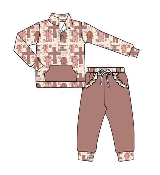 Custom moq 5 mix size milk silk baby girl clothes long sleeve pants sets and shorts