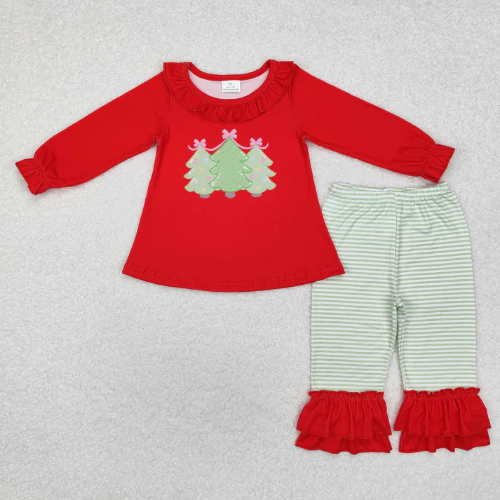 RTS NO MOQ Sibling baby girl clothes Christmas bow long sleeve pants Sets