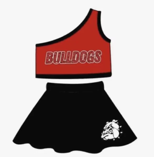 Deadline  October 23 custom no moq eta 6-8weeks Sequined Letters Red One Shoulder Top Black Short Skirt Set