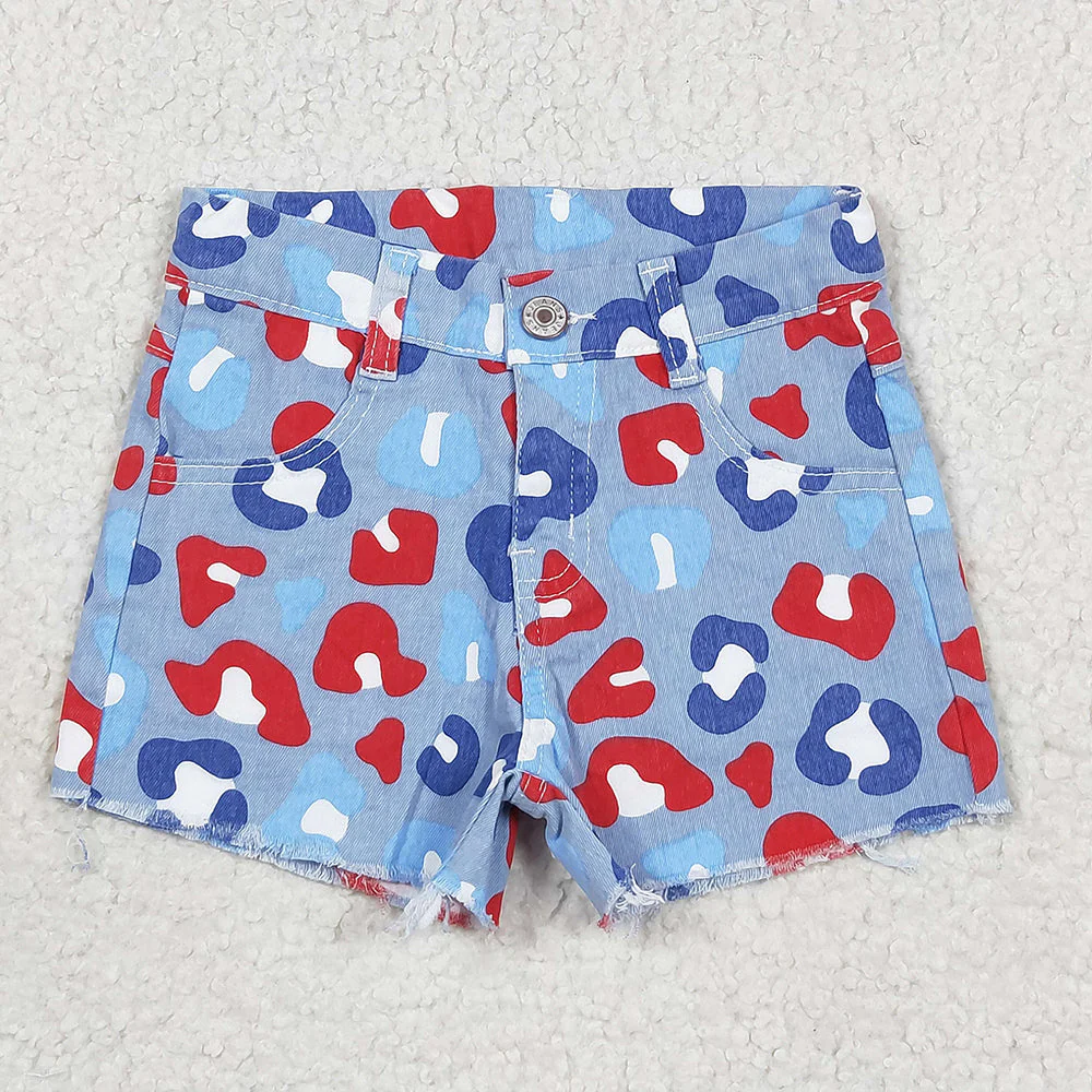 RTS NO MOQ baby girl clothes 4th of july summer jeans shorts