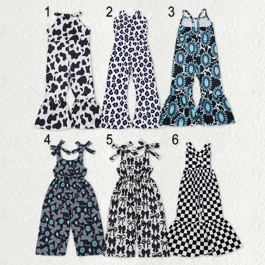 RTS NO MOQ Sibling baby girl clothes matching western suspender jumpsuits