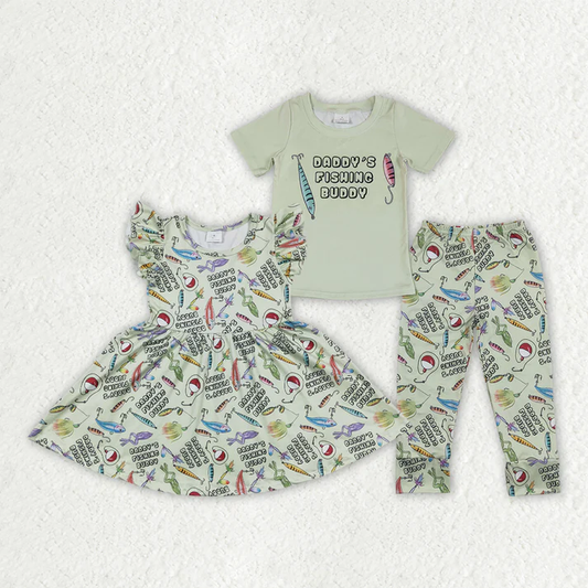 RTS NO MOQ baby Girls Clothes fishing short sleeve pants Sets and dress