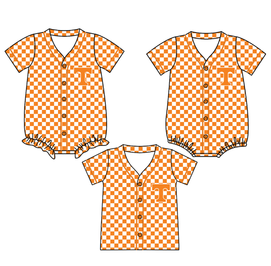 Custom moq 5 mix size milk silk baby girls clothes team camouflage orange short sleeve tops and rompers 2-25.10.22