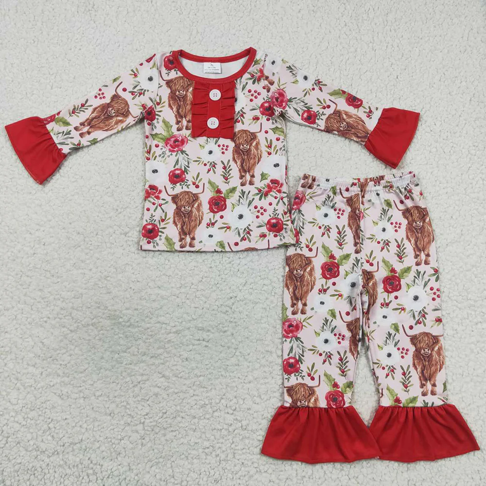 RTS NO MOQ Sibling Baby girl clothes floral long-sleeved trousers suit and dress
