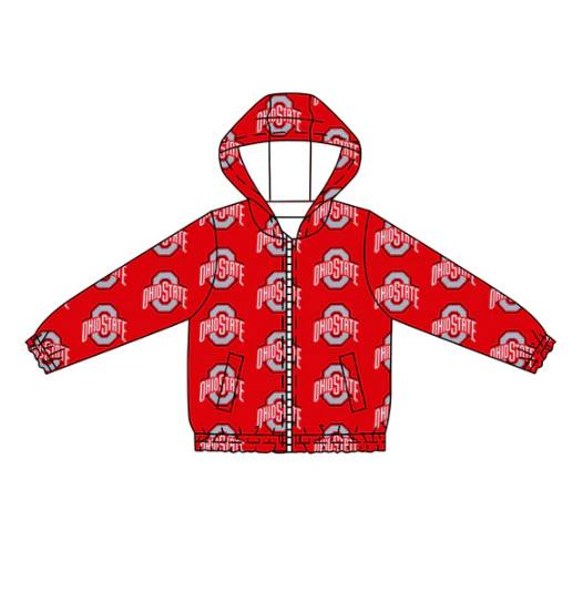 Custom moq 5 mix size milk silk summer teams baby boys clothes team sport team red hooded long sleeve top-25.7.15