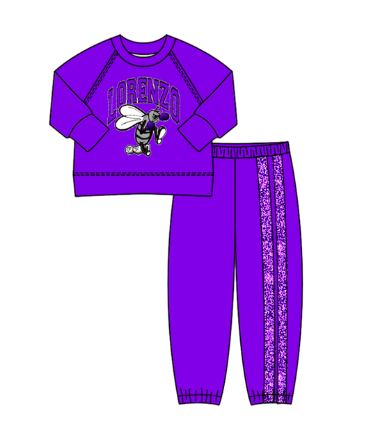 Custom moq 5 mix size milk silk summer teams baby boy clothes purple long sleeve pants sets-25.8.25