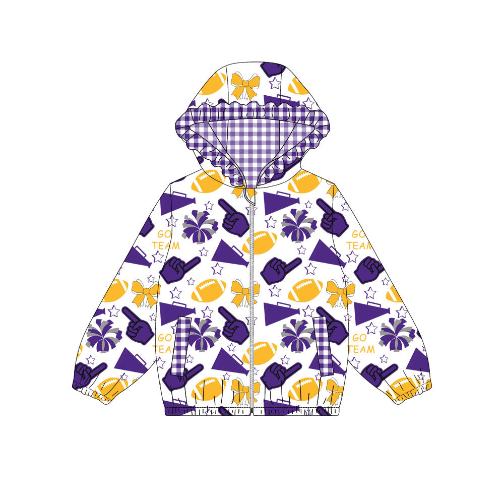Custom moq 8 mix size milk silk summer team baby girls clothes bow purple hooded long sleeve top-25.9.30