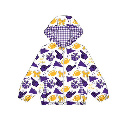 Custom moq 8 mix size milk silk summer team baby girls clothes bow purple hooded long sleeve top-25.9.30