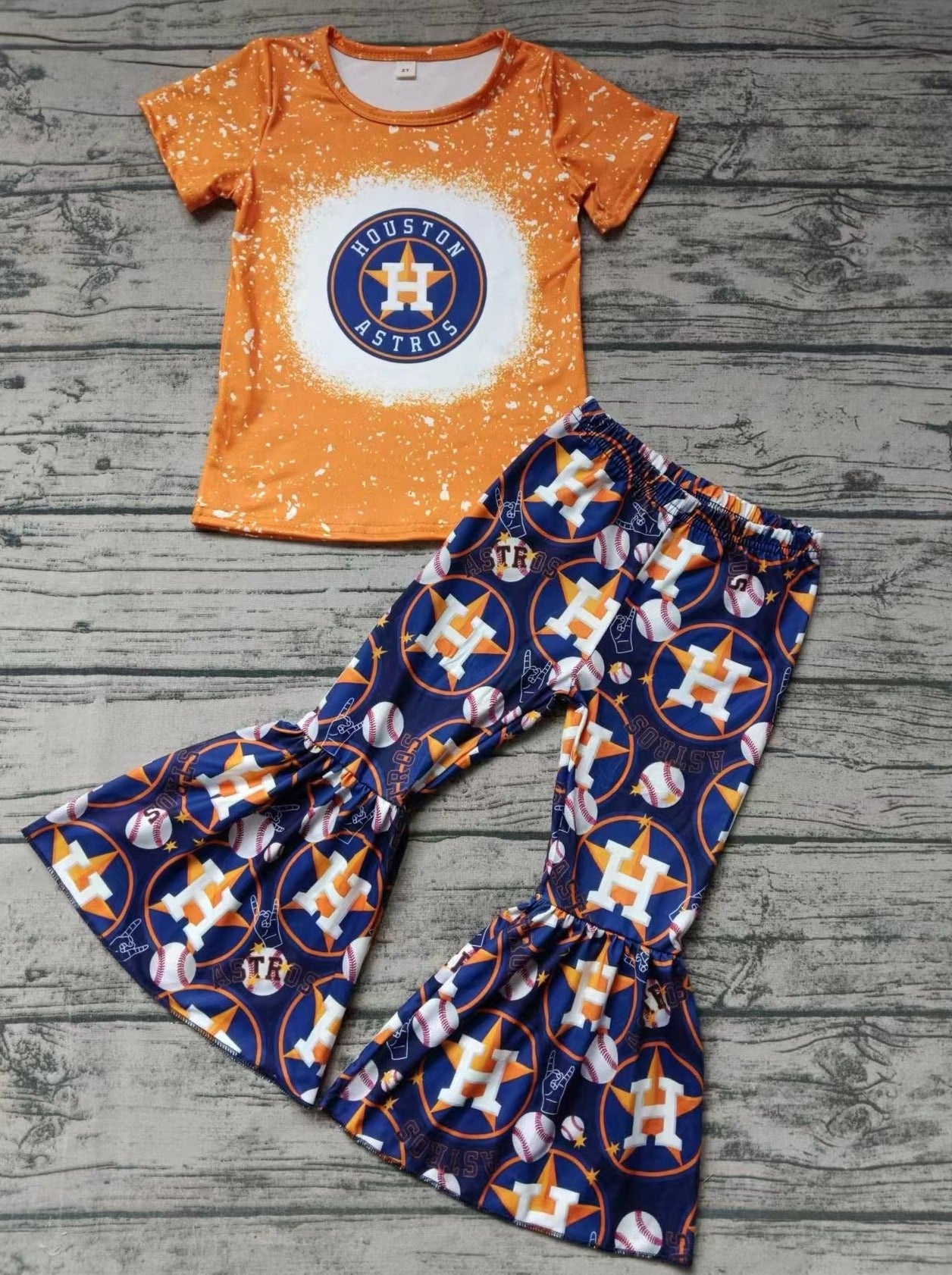 Girls'team orange Short Sleeve pants Suit