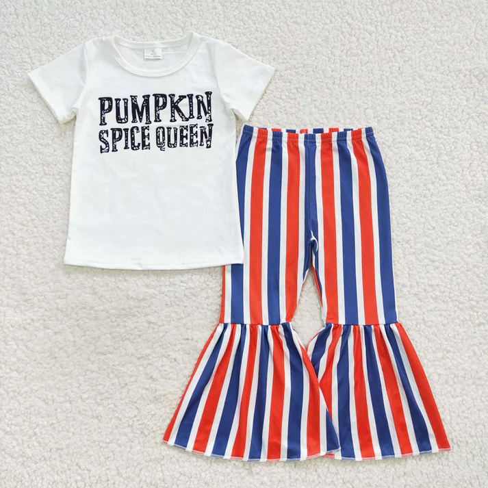 RTS Sibling baby girl clothes halloween pumpkin short Sleeve pants sets