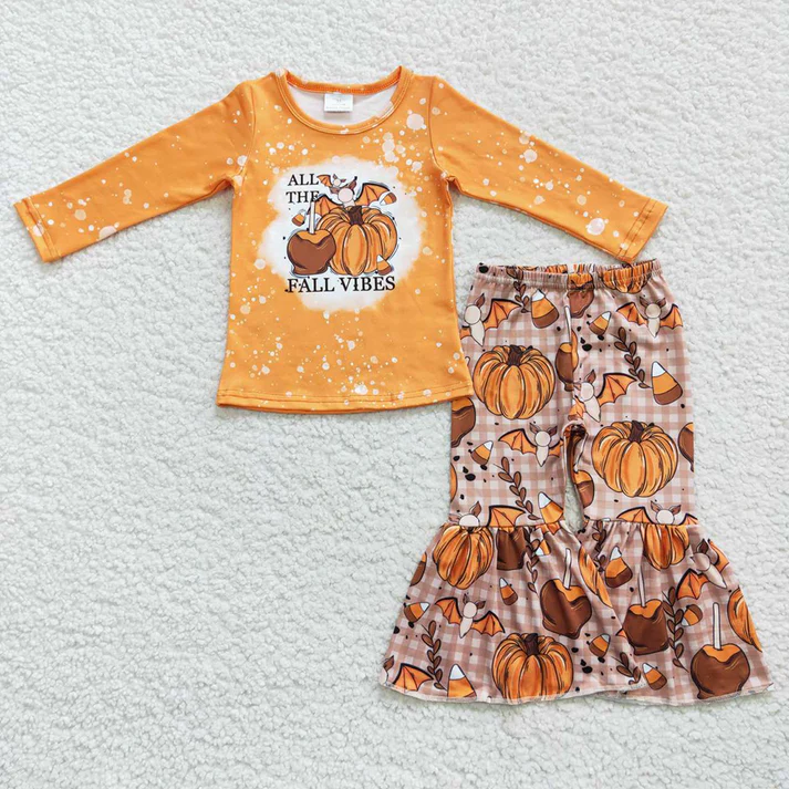 RTS NO MOQ Sibling baby girl clothes fall Halloween bow long sleeve pants Sets