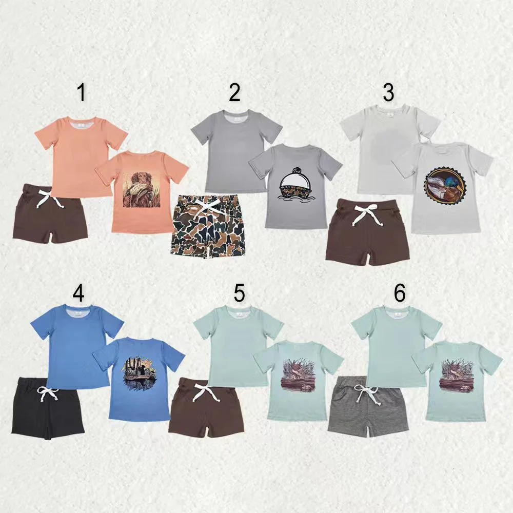 RTS NO MOQ Sibling Baby boy clothes duck camouflage Short Sleeve shorts Suits