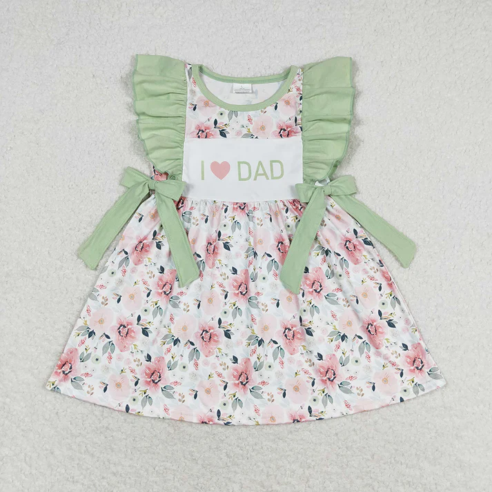 RTS no moq baby girls i love dad Short Sleeve Shorts sets dress romper