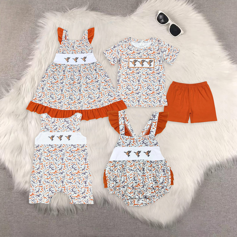 RTS Boys and girls Embroidered Short Sleeve Shorts sets dress rompers