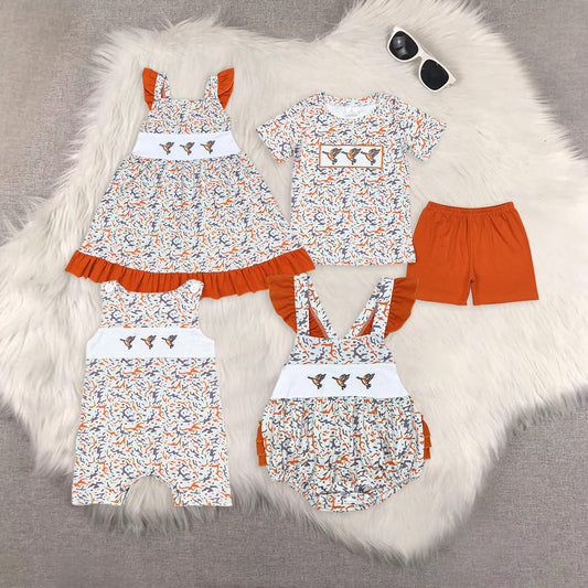 RTS Boys and girls Embroidered Short Sleeve Shorts sets dress rompers