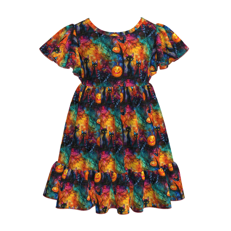 Custom moq 5 each style eta 6-7weeks halloween baby girl short sleeve dress and adult dress-25.7.16