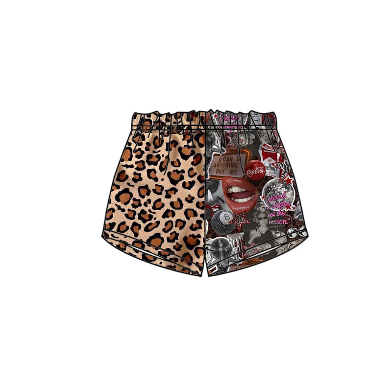 Custom moq 5 mix size milk silk Baby Girl's Western Turquoise Flower Leopard Print Elastic Waist Shorts