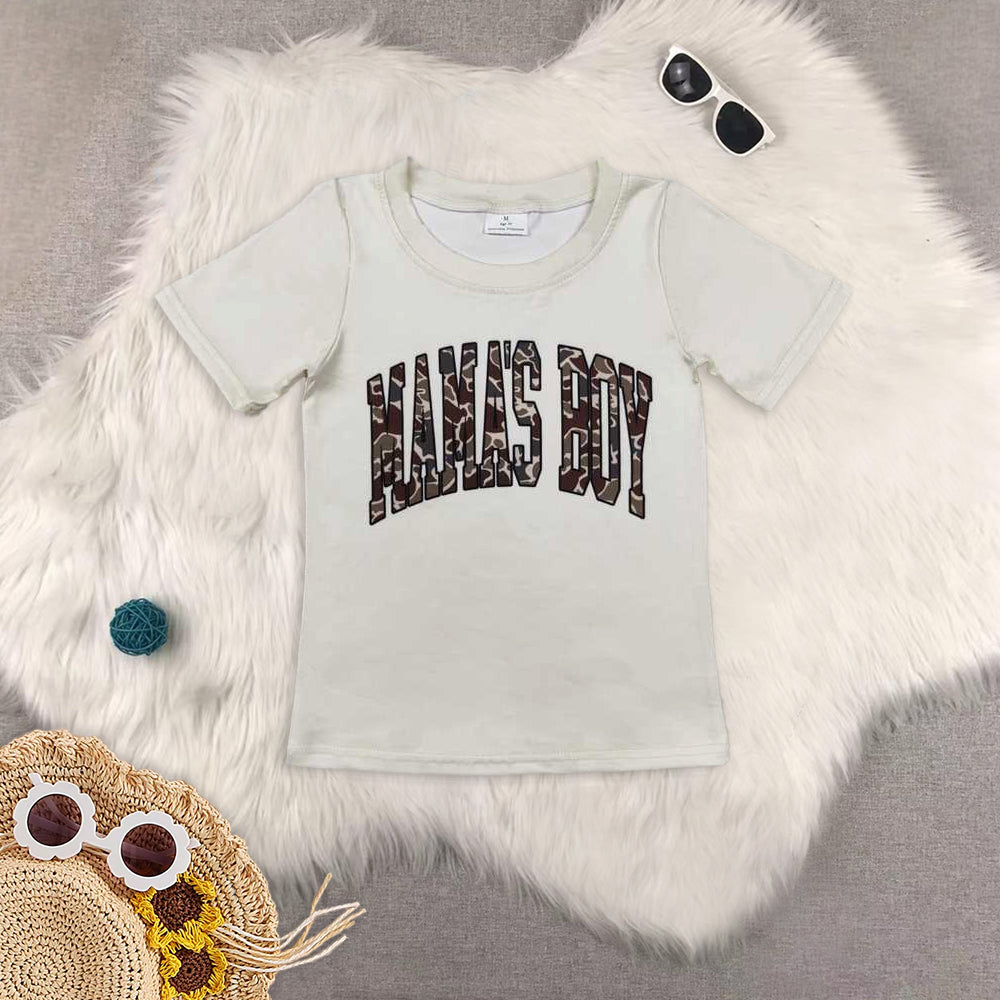 RTS NO MOQ Baby Boys Clothes MAMA BOY Short Sleeve tops